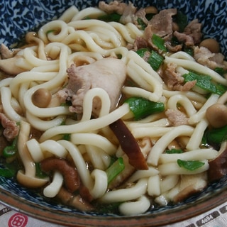 豚こまときのこのつけうどん